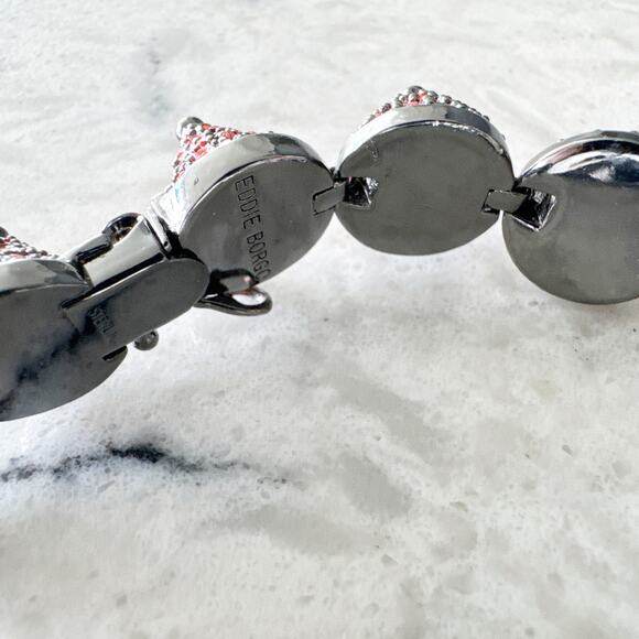 Eddie Borgo Cone Bracelet Sterling Silver Red Crystal Statement Jewelry - Picture 8 of 9